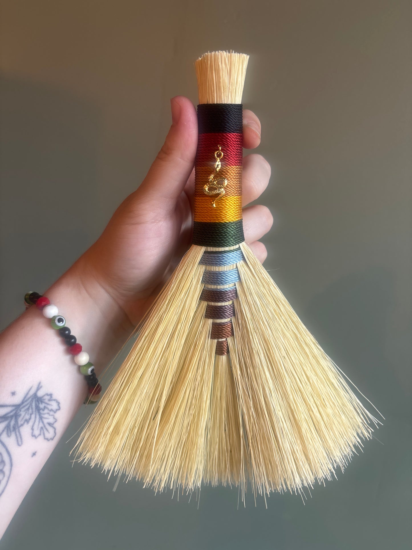 Pride Handbroom with Snake Talisman - 9"