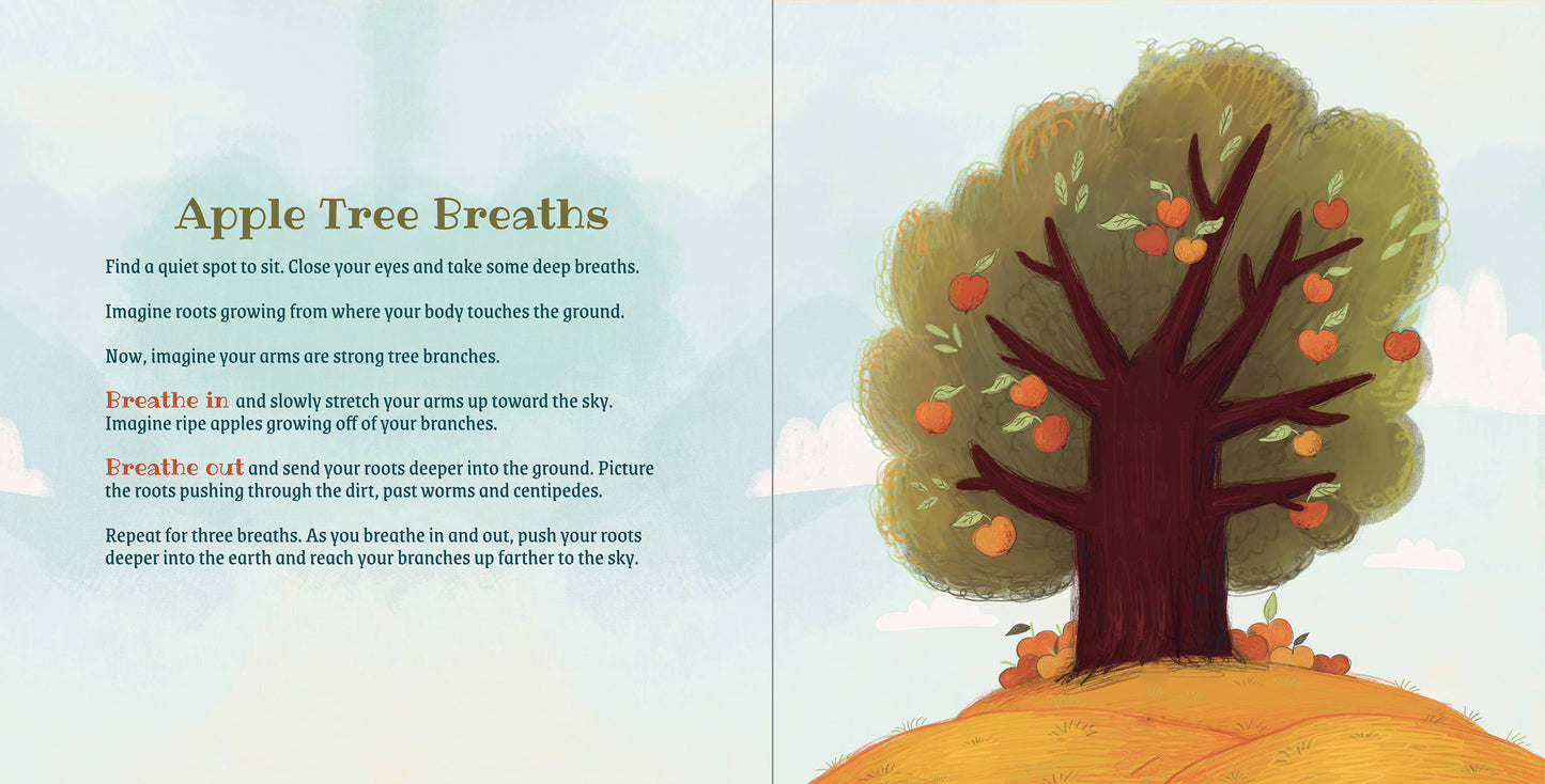 Illustration of an apple tree with text on a blue background