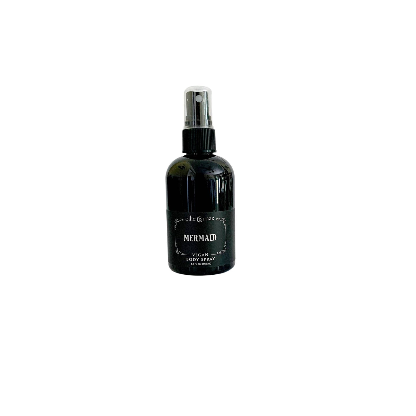 Black spray bottle labeled 'Mermaid' on a white background