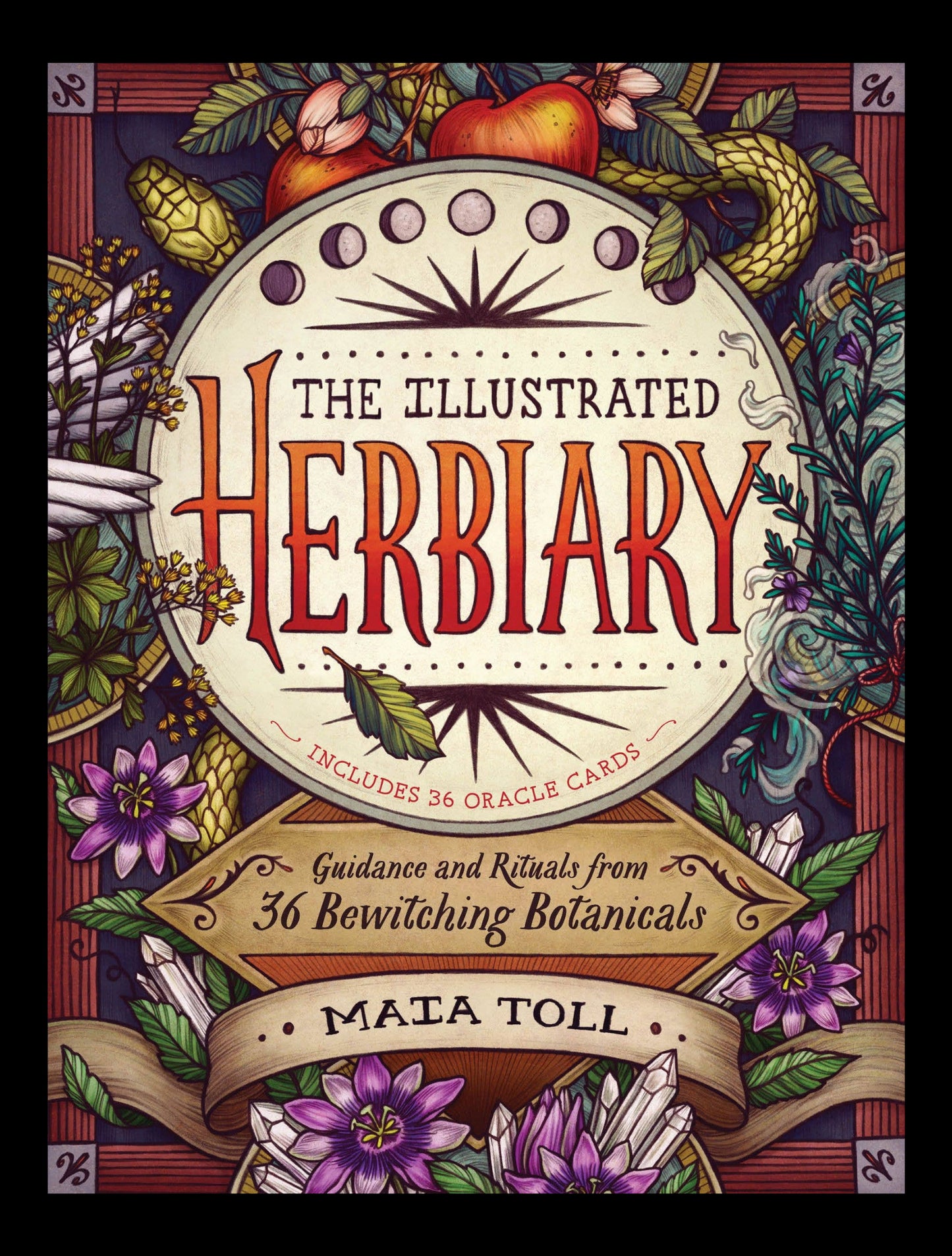 Cover of 'The Illustrated Herbiary' with decorative elements and text.