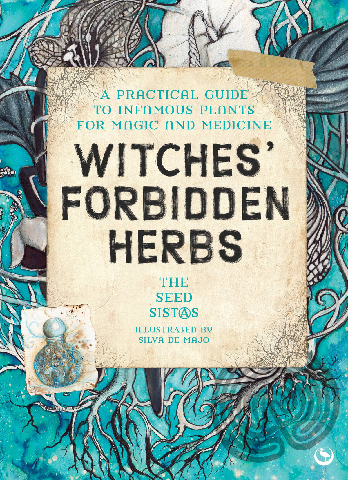 Book cover of 'Witches' Forbidden Herbs' with mystical design elements.