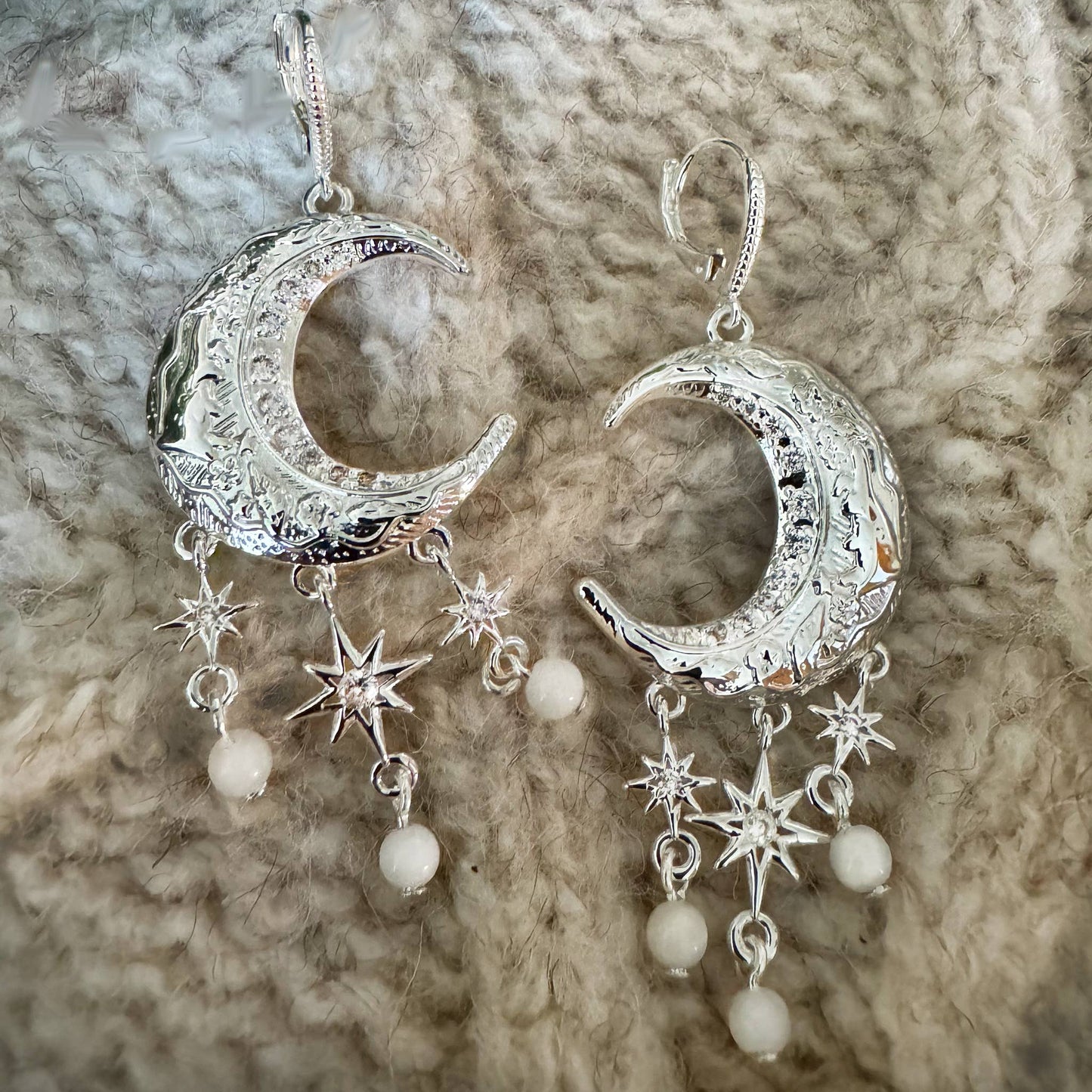 silver moon earrings
