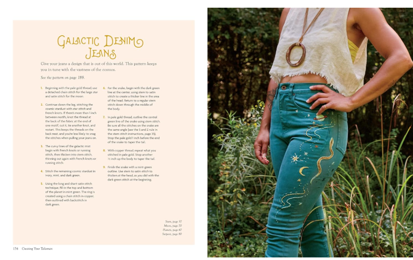 Galactic Denim Jeans page from Mystical Stitches