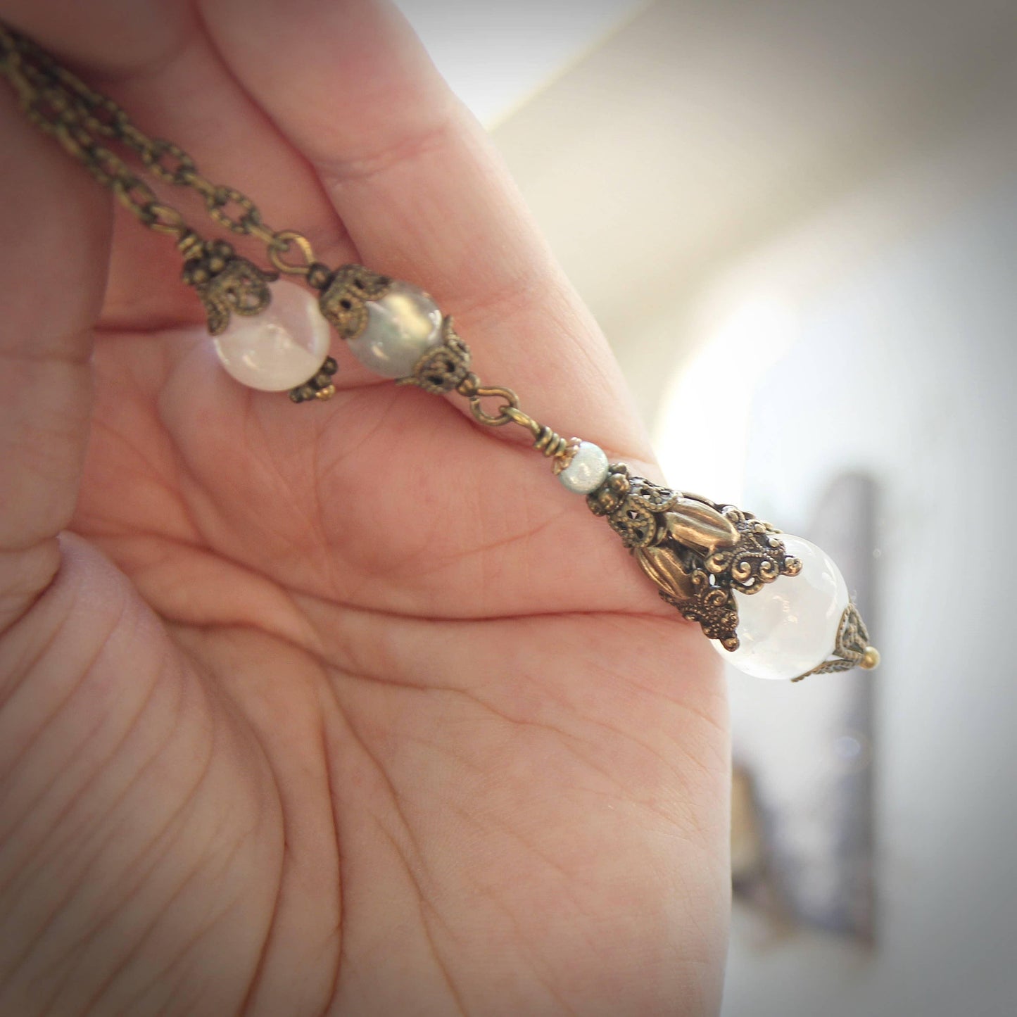 Selenite and Labradorite Pendulum.