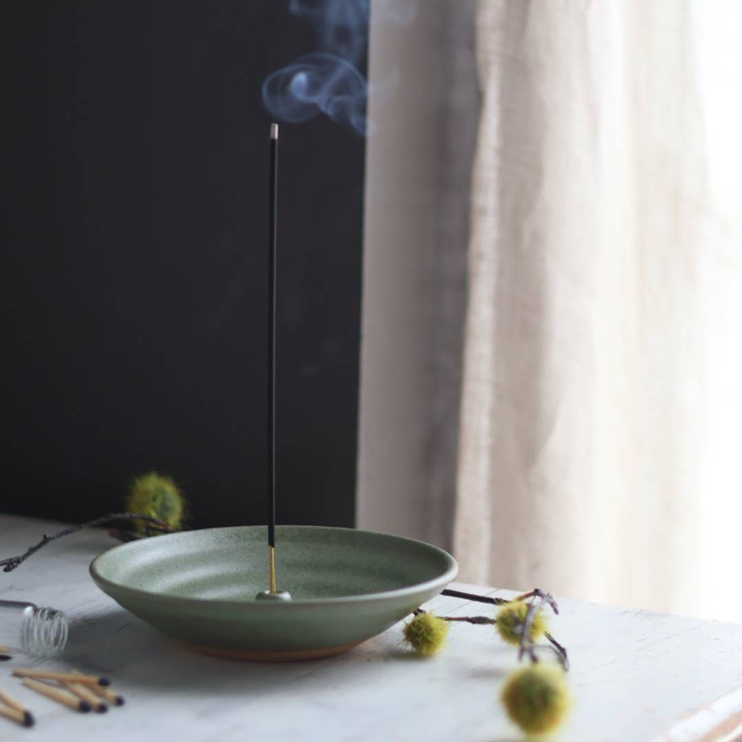 Handmade Ceramic Incense Holder | Green.