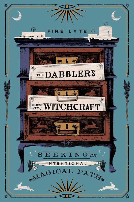 Book cover of 'The Dabbler's Guide to Witchcraft' with a wooden chest design on a teal background.