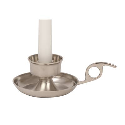 Classic Nickel Chamberstick Candle Holder.