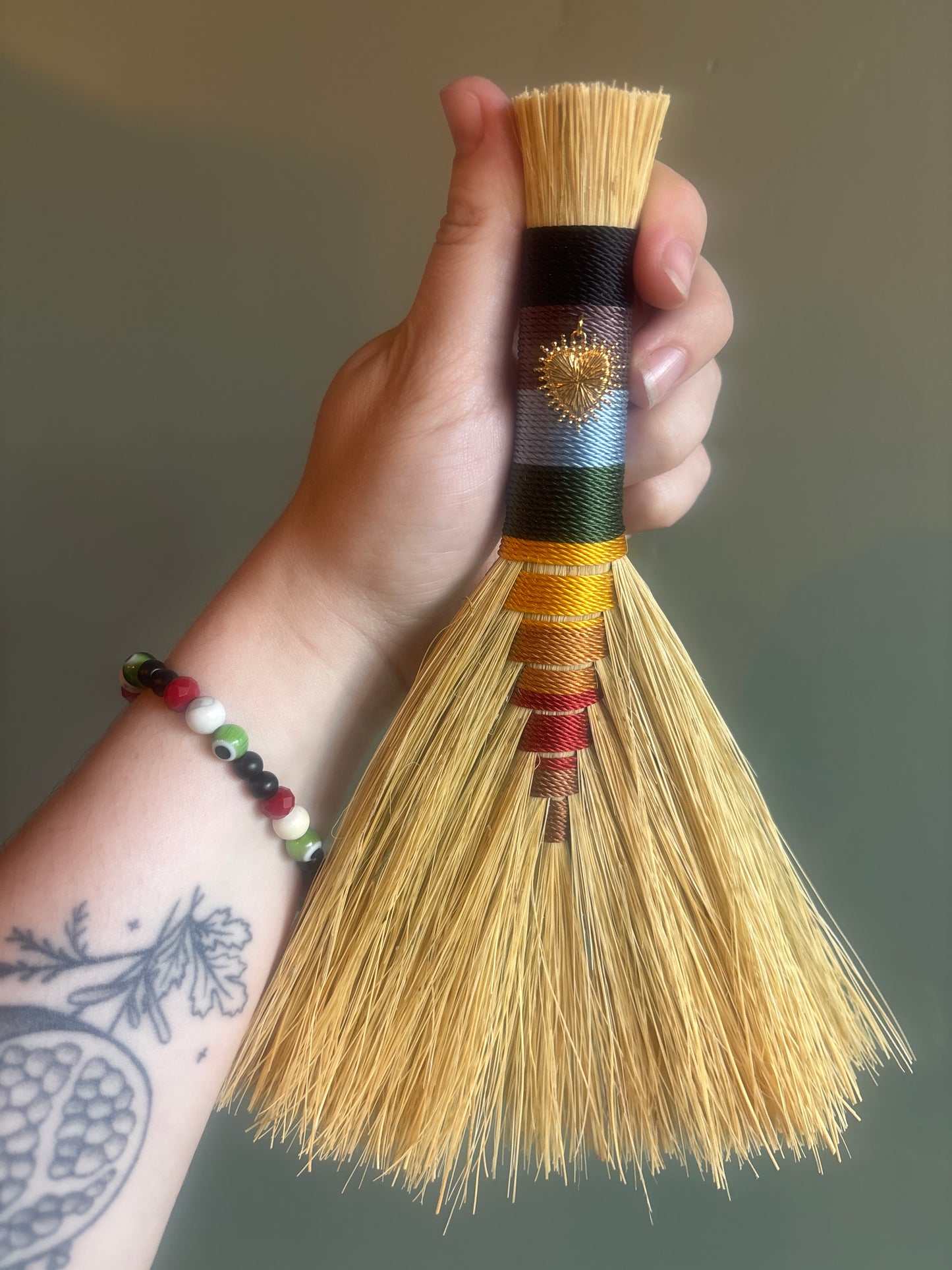 Pride Handbroom with Heart Talisman - 9"