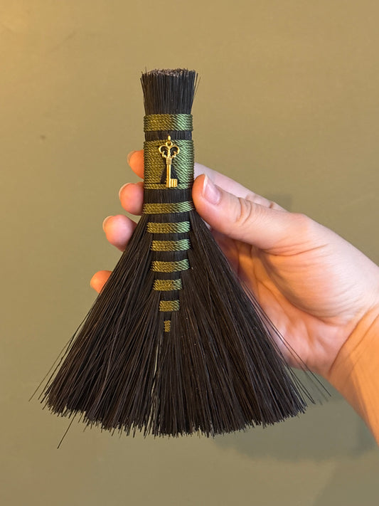 Black & Green Handbroom with Key Talisman - 6”