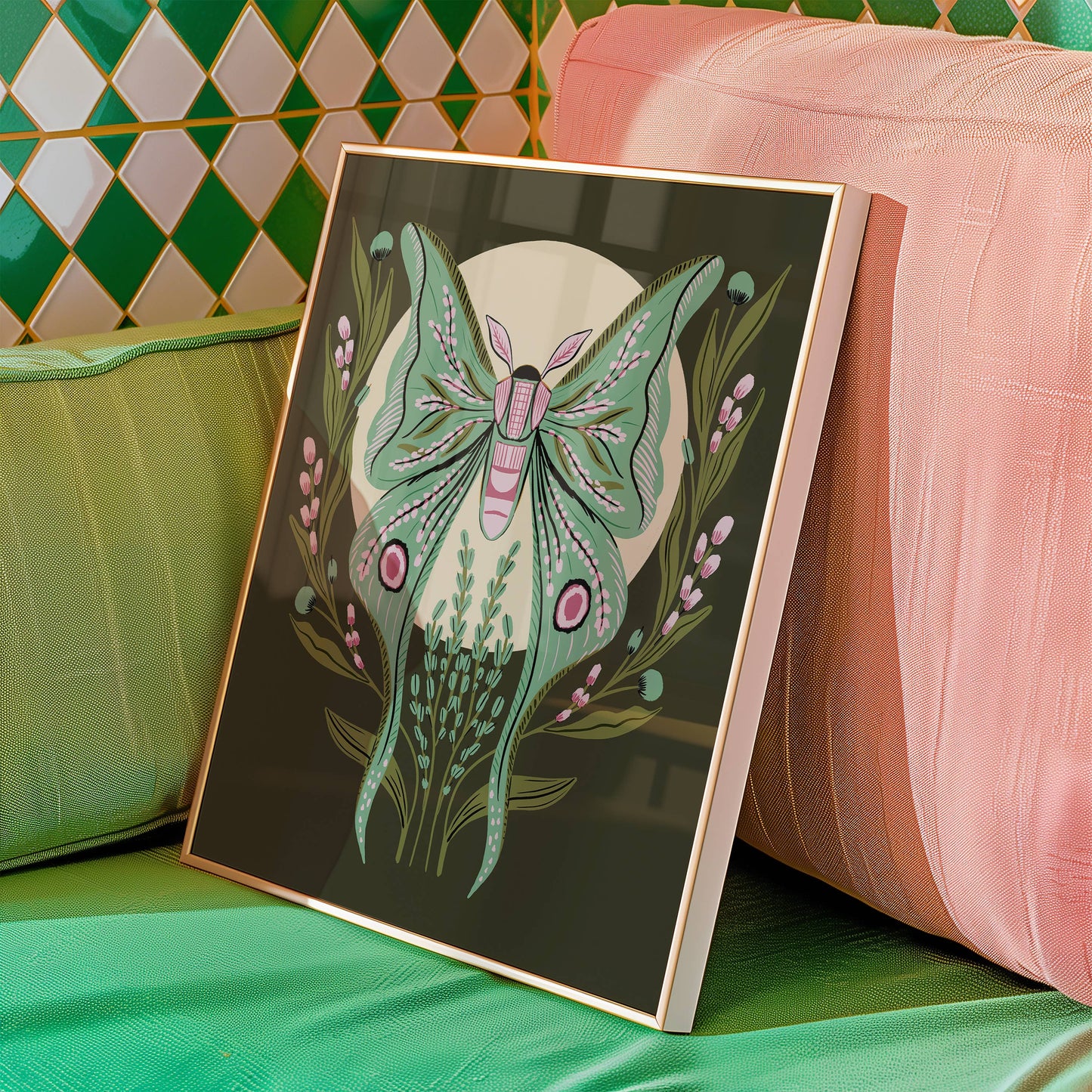 8X10 art print of a luna moth by Tara Reed.
