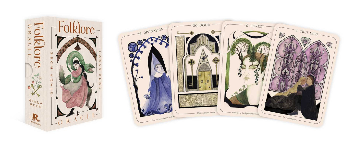 Folklore oracle cards with a box on a white background