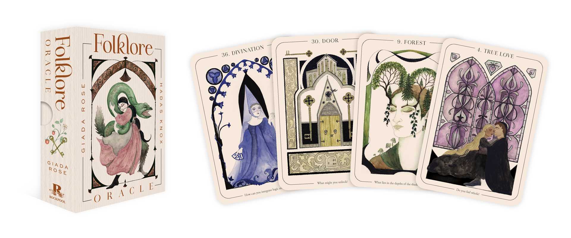 Folklore oracle cards with a box on a white background