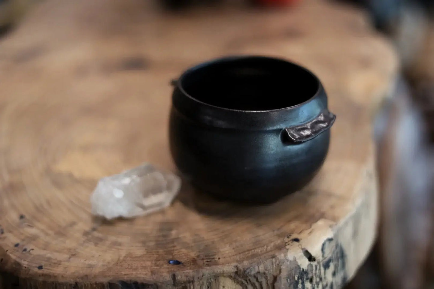 Handmade Black Cauldron Bowl .