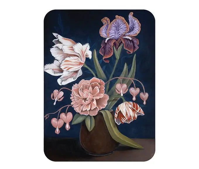 Floral arrangement with a vase on a dark background