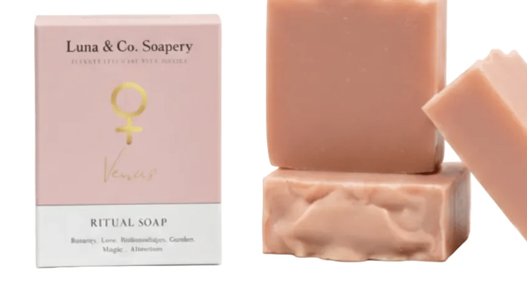 Luna & Co. Soapery ritual soap with packaging on a white background