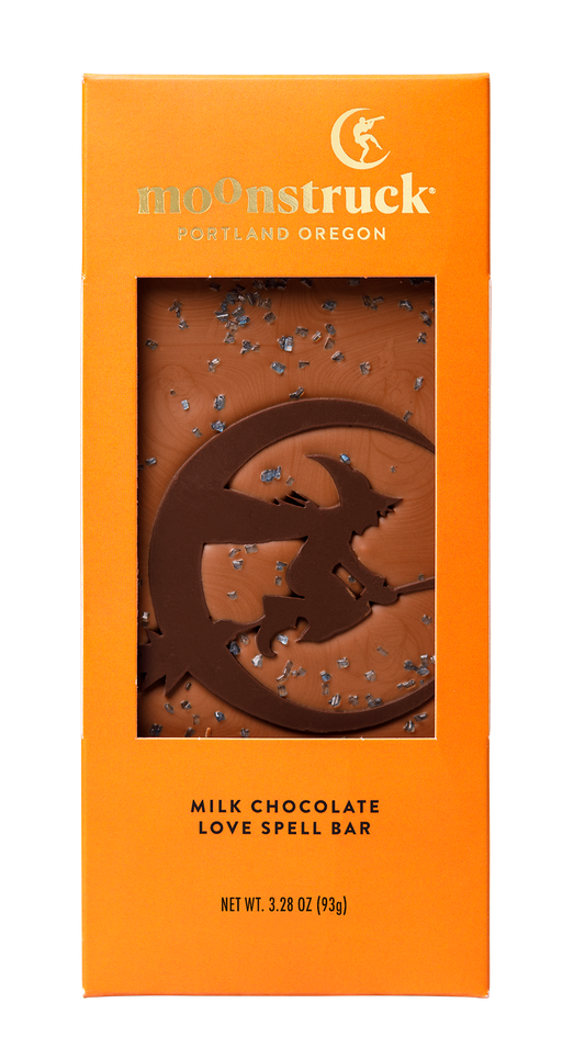 Picture of Moonstuck's milk chocolate love spell bar.
