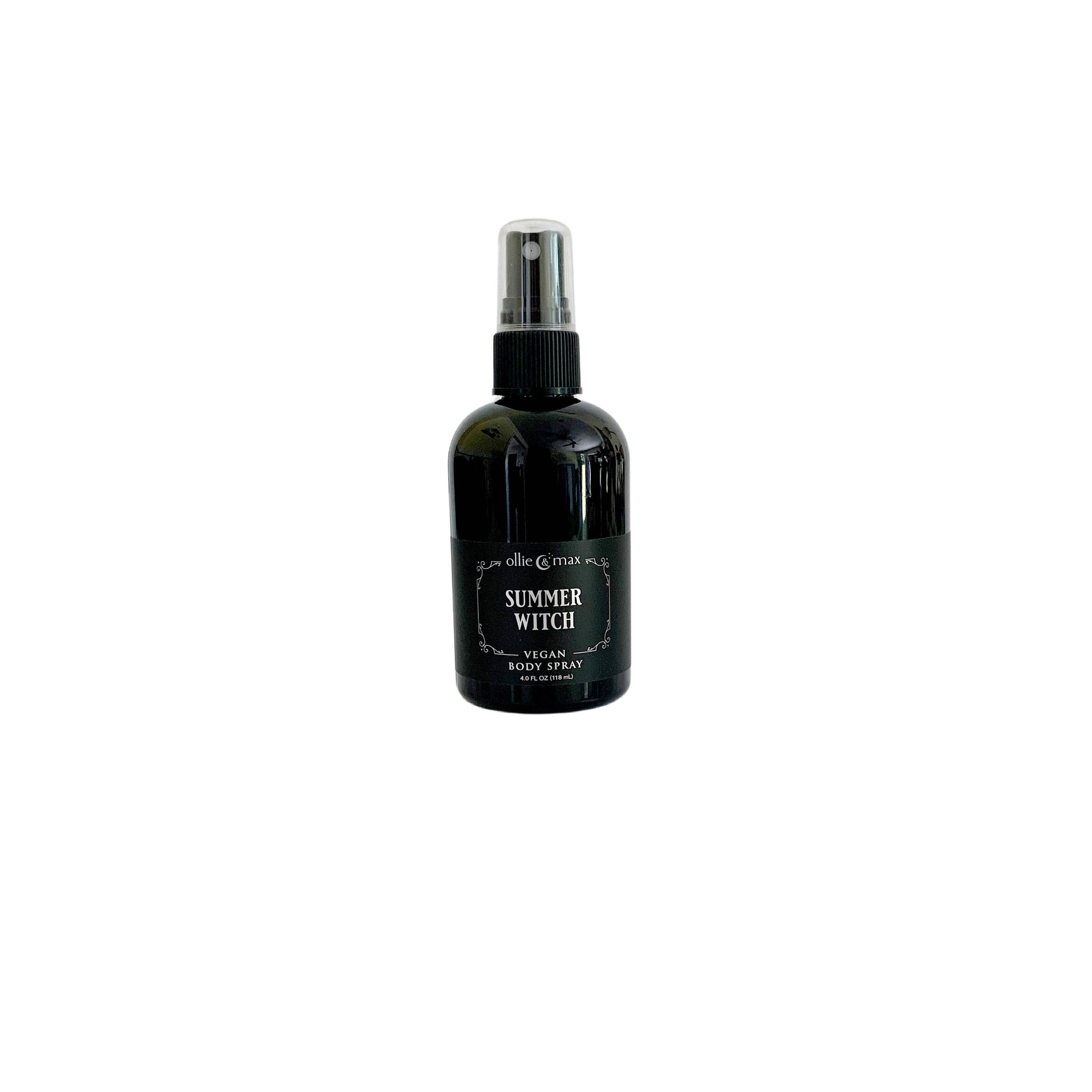 Black spray bottle labeled 'Summer Witch' on a white background