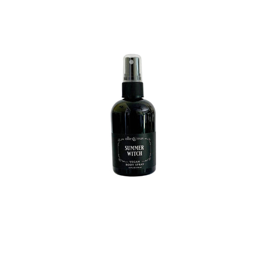 Black spray bottle labeled 'Summer Witch' on a white background