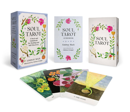 Soul Tarot card set with packaging and cards displayed on a white background