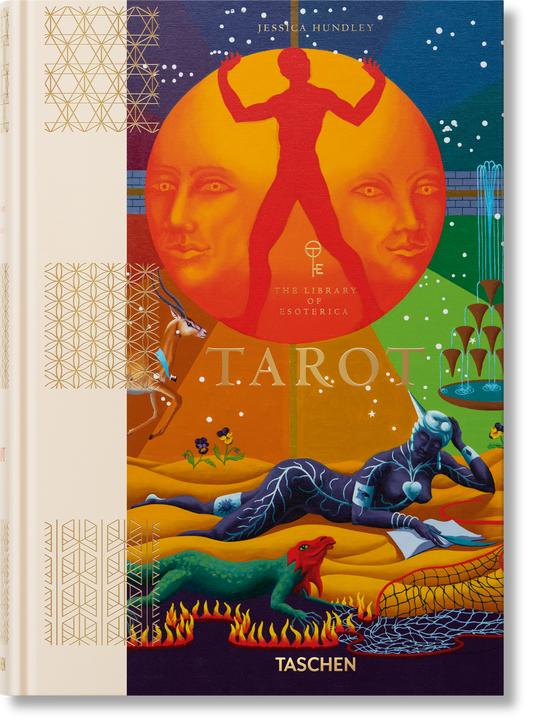 Book cover of 'The Tarot' by Jessica Hundley with colorful design elements and 'Taschen' branding.
