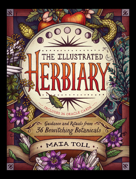 Cover of 'The Illustrated Herbiary' with decorative elements and text.