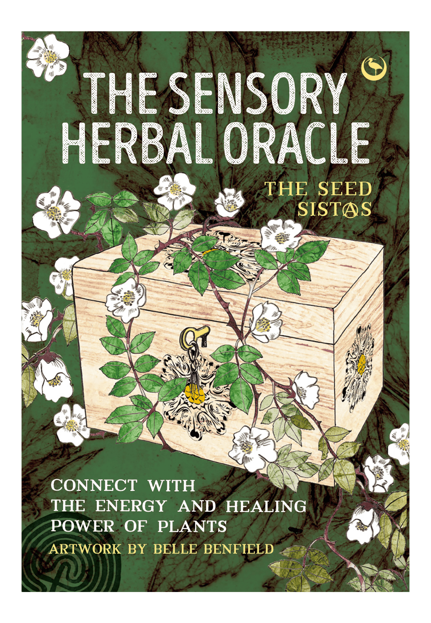 Book cover of 'The Sensory Herbal Oracle' with illustrations of plants and a wooden box.