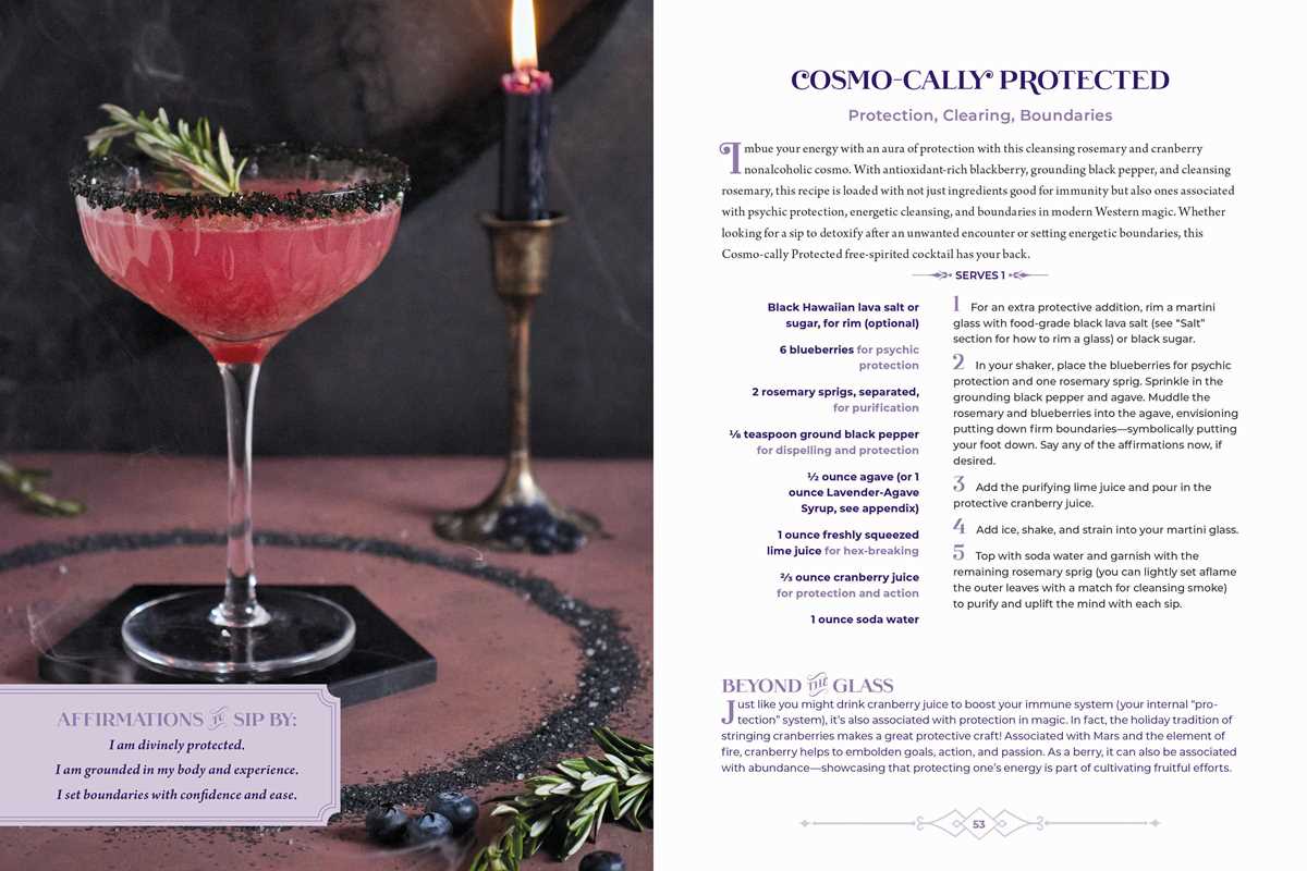 Cosmo Caly cocktail with garnish on a dark surface next to a lit candle, with text on the right side.