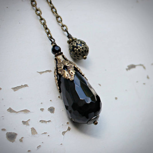 Faceted Black Onyx Pendulum