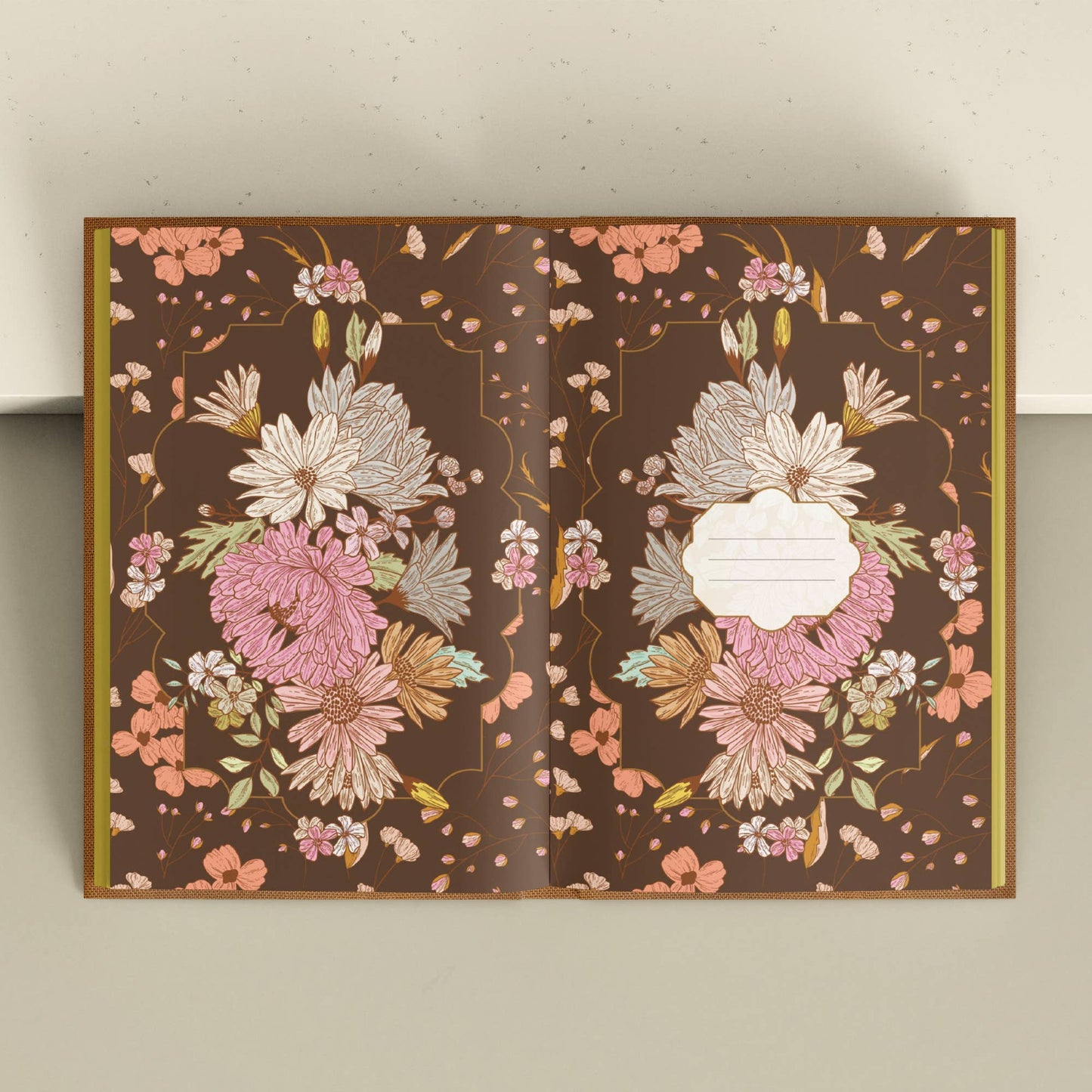 Floral patterned box with a brown background
