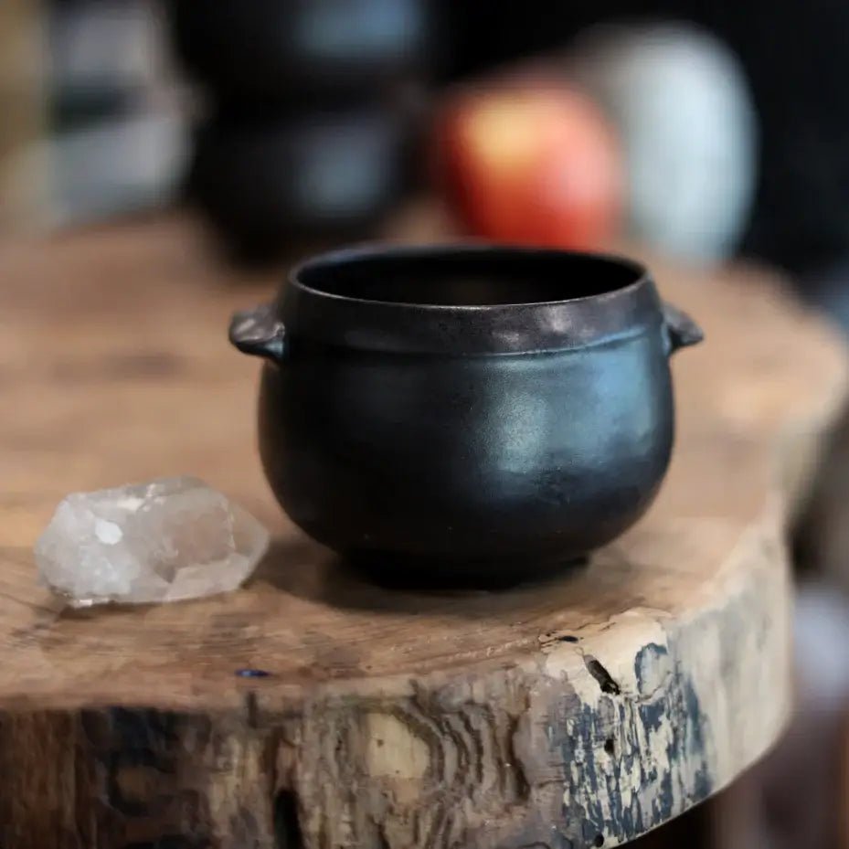 Handmade Black Cauldron Bowl .