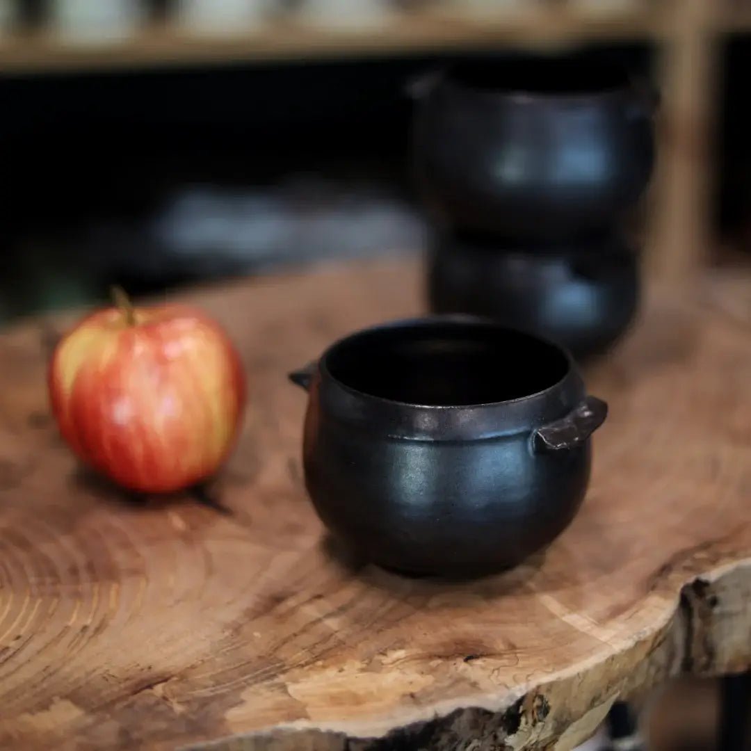 Handmade Black Cauldron Bowl .