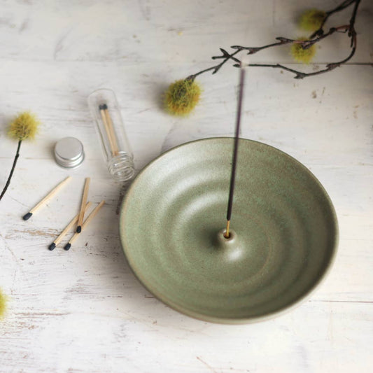 Handmade Ceramic Incense Holder | Green.