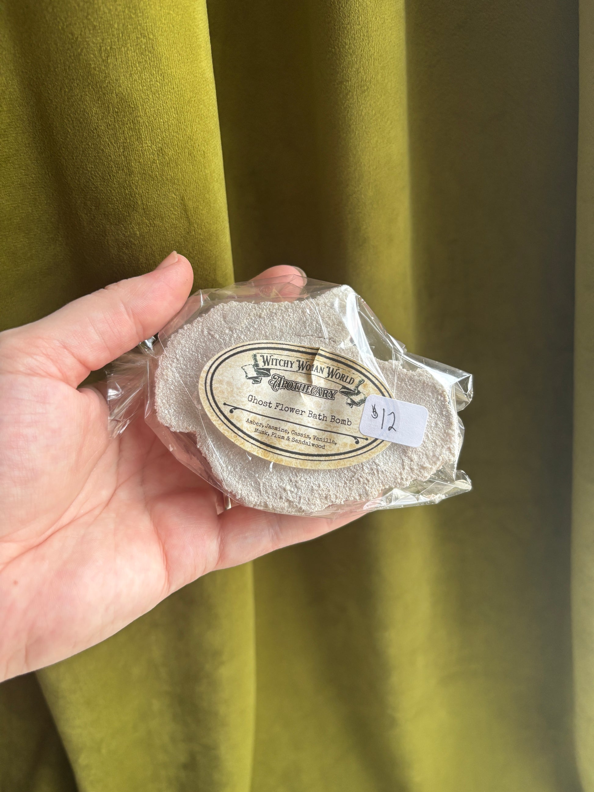 Witchy Woman World Apothecary handmade ghost flower bath bomb