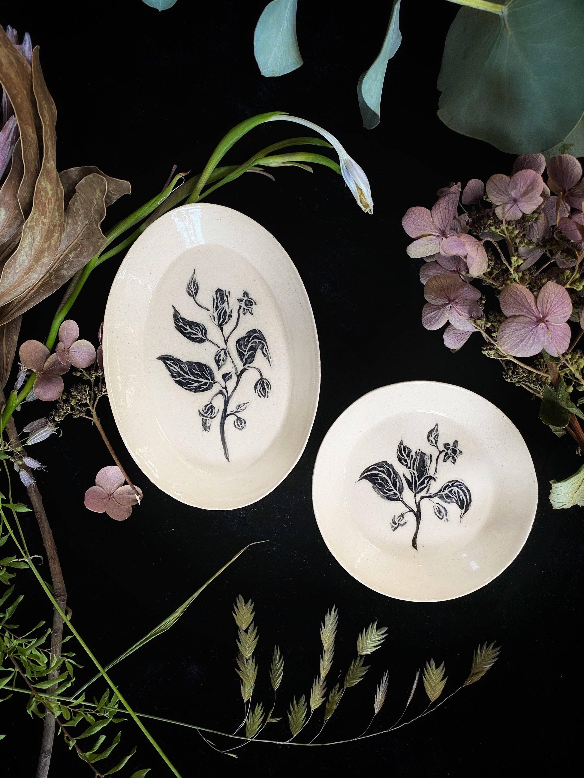 Keven Craft handmade Belladonna Ceramic Offering Plate 