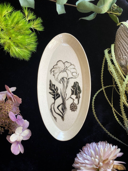 Datura Ceramic Offering Plate | Oval.