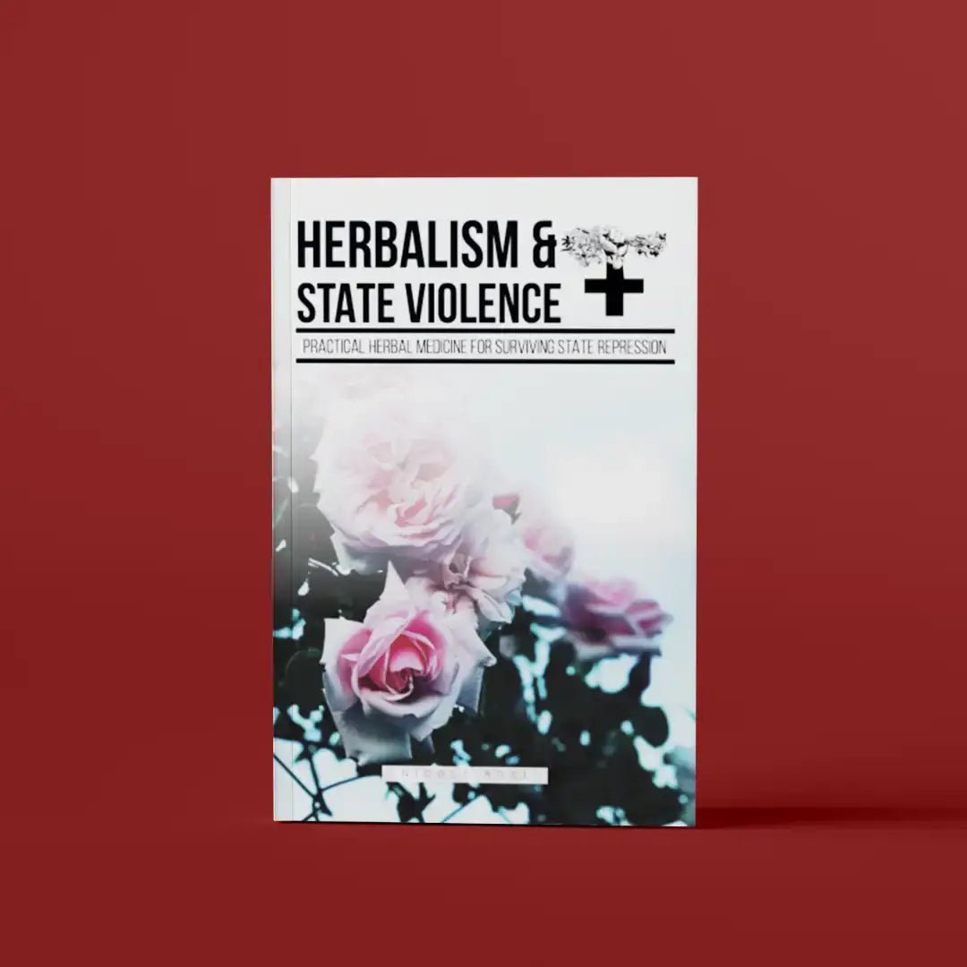 Book cover with roses and text on a red background