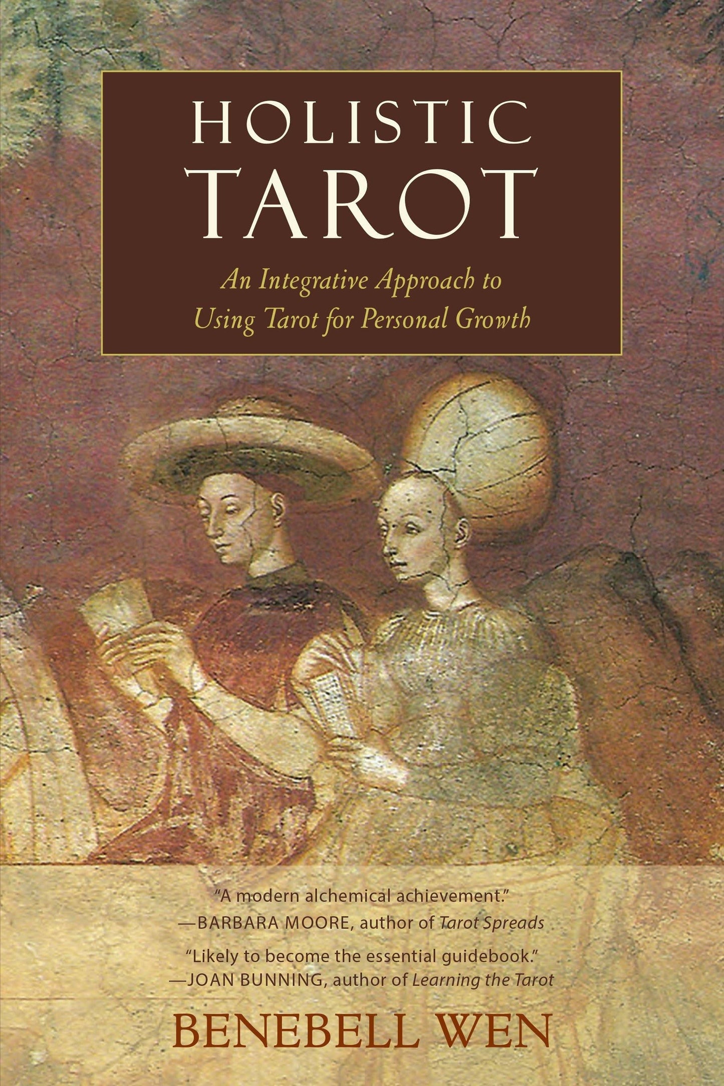 Book cover of 'Holistic Tarot' with two people in classical attire and a decorative background.