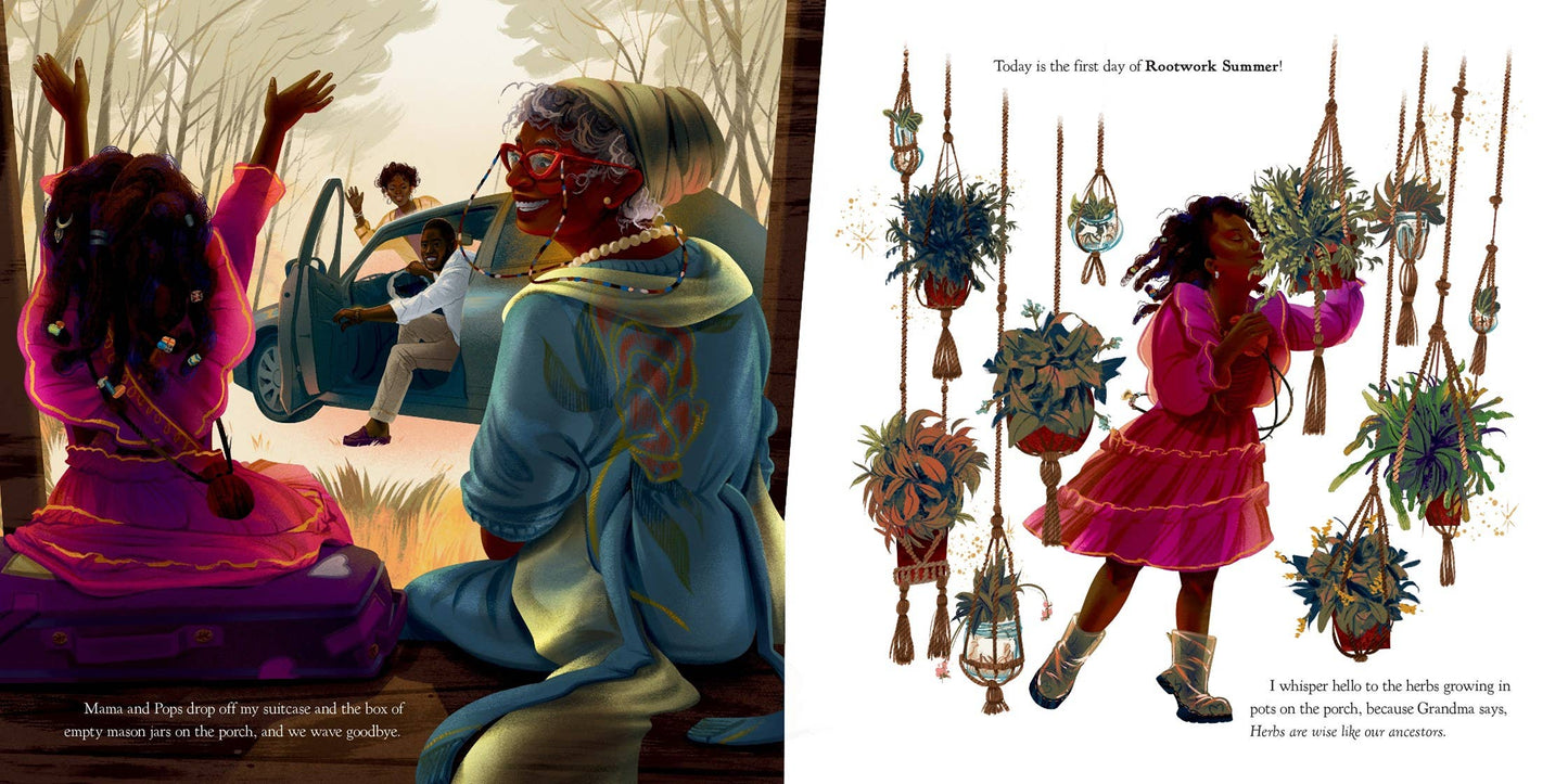 Illustration of a woman and child sitting together with a focus on traditional clothing and accessories.