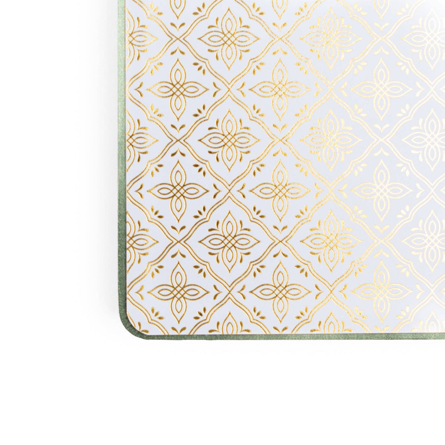 Patterned journal inside cover with gold geometric design