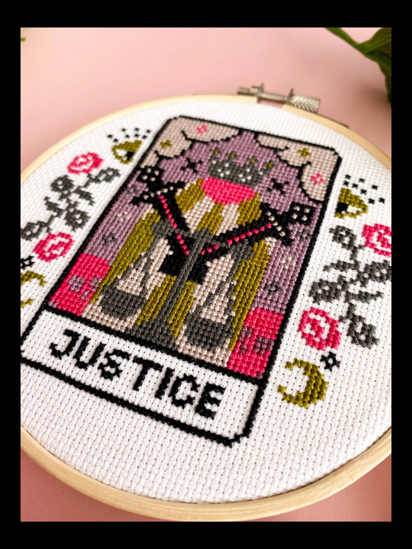 Justice Tarot Card Cross Stitch Kit by Innocent Bones