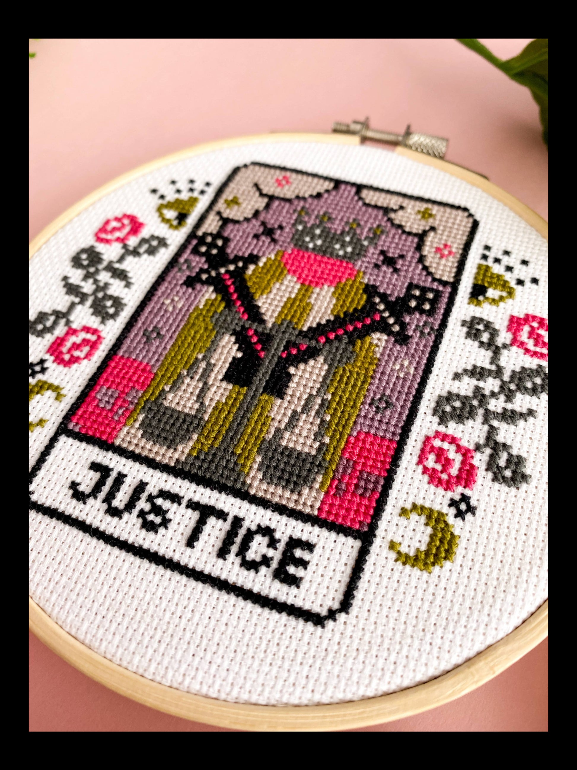 Justice Tarot Card Cross Stitch Kit by Innocent Bones