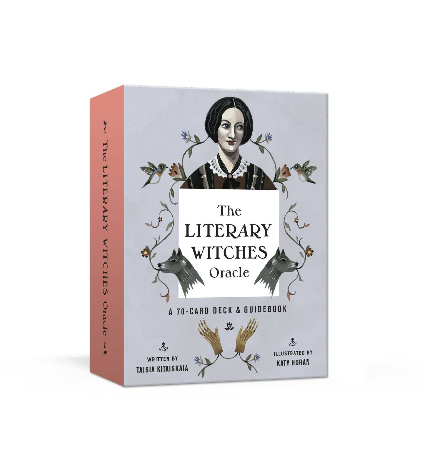 Box for 'The Literary Witches Oracle' with illustrations and text on a white background
