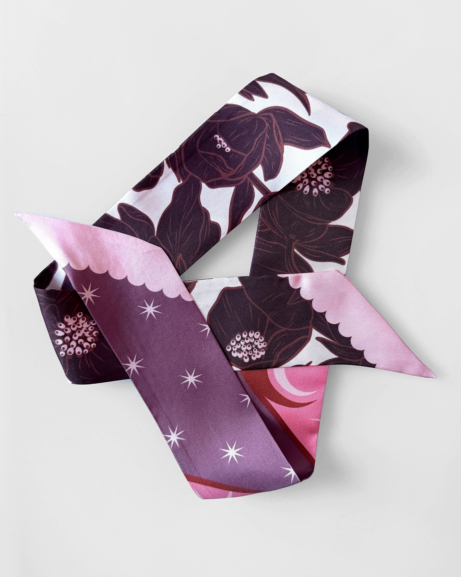 SKINNY SILK SCARF | Lunar Blossom.
