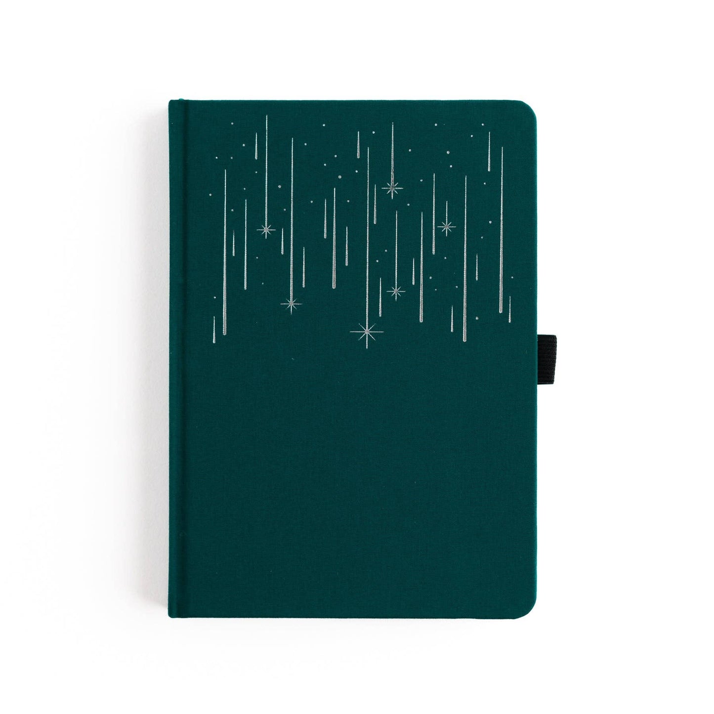 Green notebook with star pattern on a white background