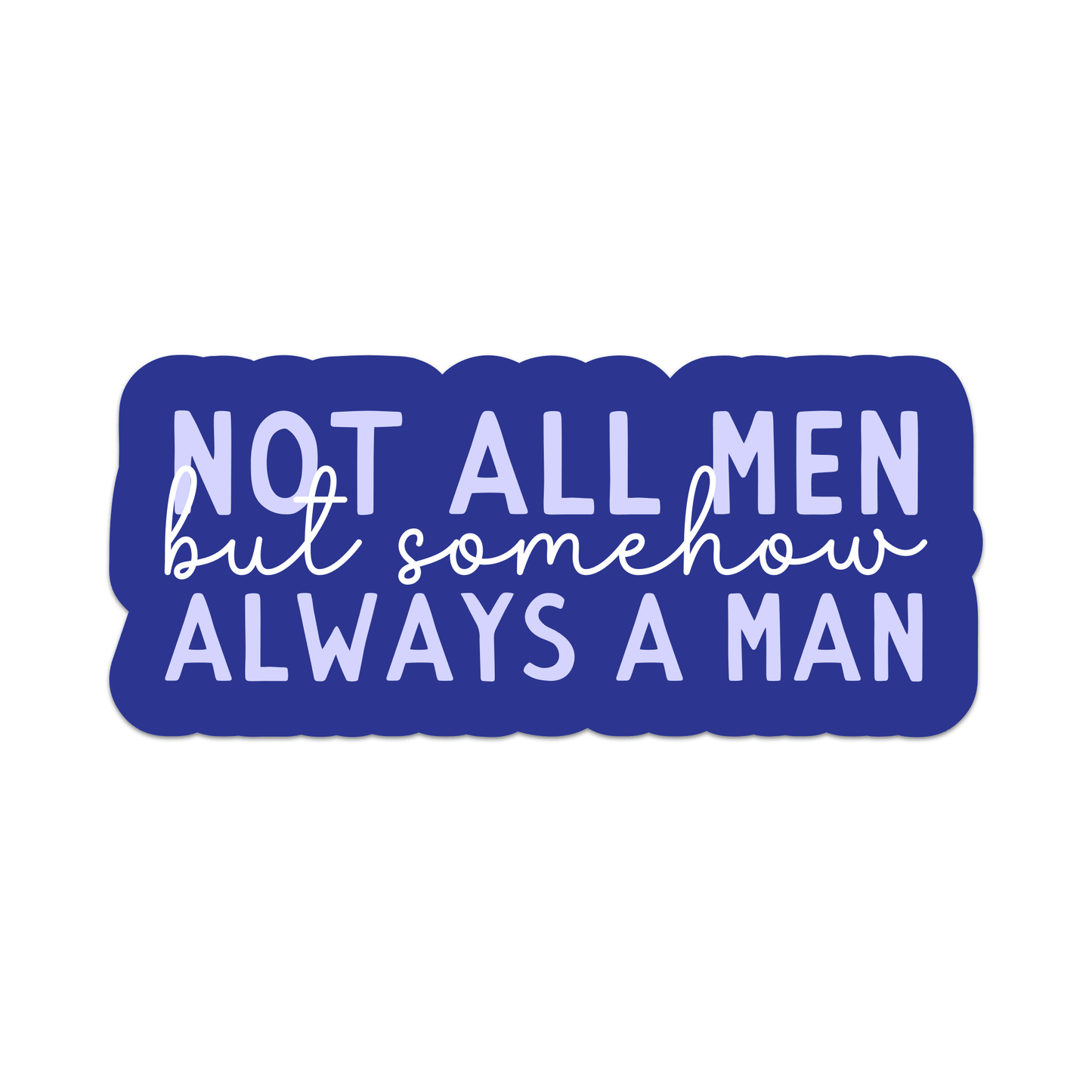 Blue rectangular sign with white text on a white background