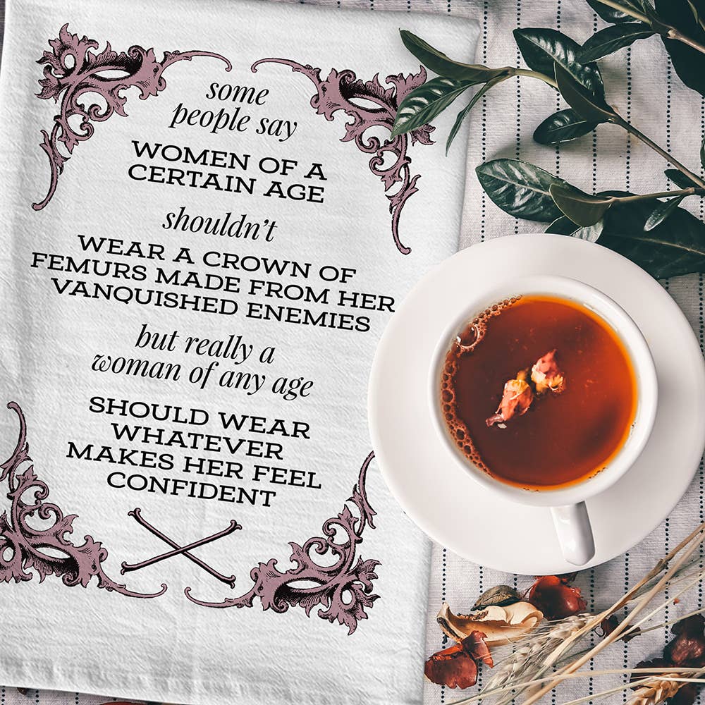 Teacup with a quote on a decorative background