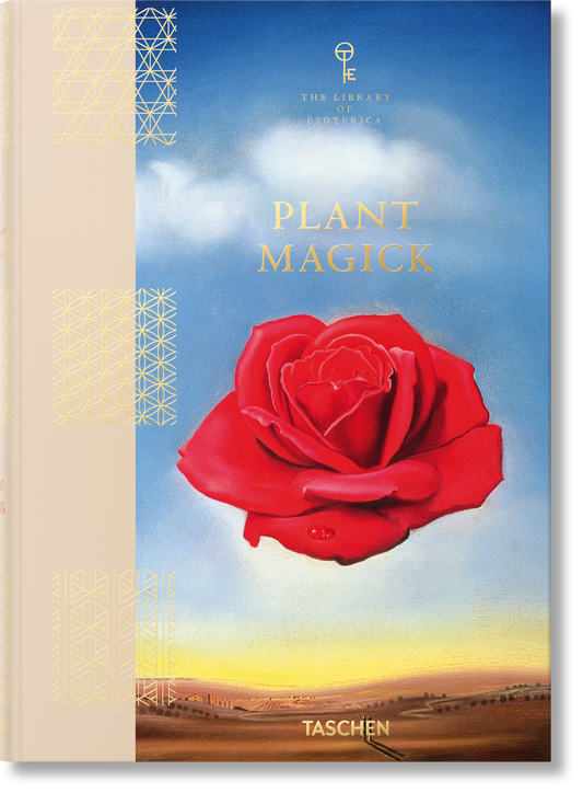 Book cover of 'Plant Magick' by Taschen with a red rose and landscape design.