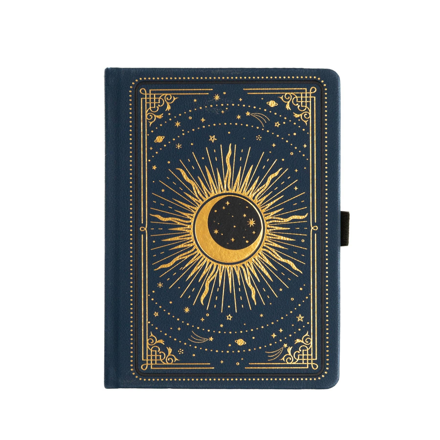 Notebook with celestial design on a white background