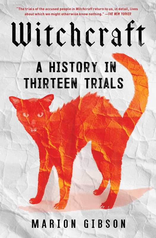Book cover of 'Witchcraft: A History in Thirteen Trials' with a red cat on a textured white background.